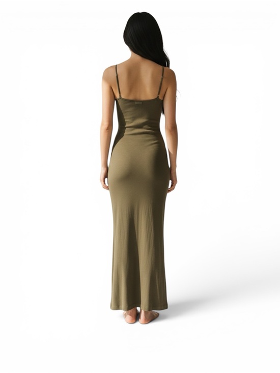 SKIMS Dresses & Skirts - SKIMS Soft Lounge Long Slip Dress Oak Green  Ribbed Maxi Large L NWT